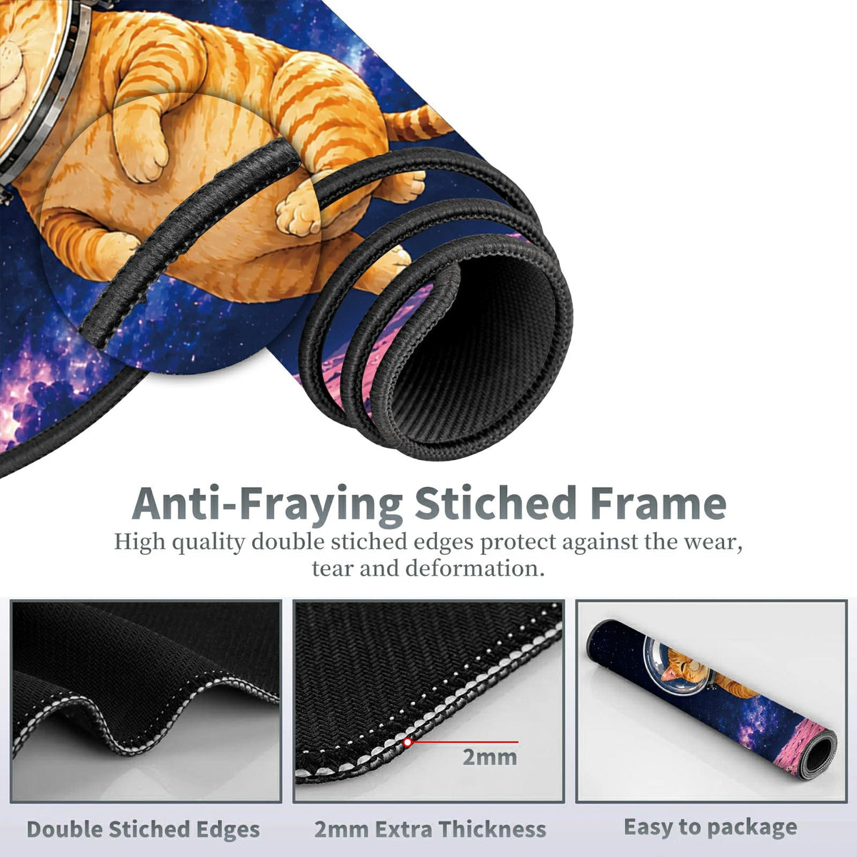 Cosmic Astronaut Cat Large Mouse Pad, 31.5 x 11.8 in Extended Desk Mat