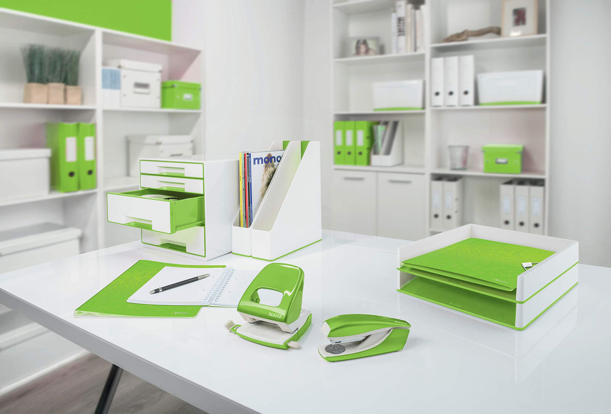 Leitz 53631054 Pen Holder, Sound Amplification Function, WOW Range, White/Green