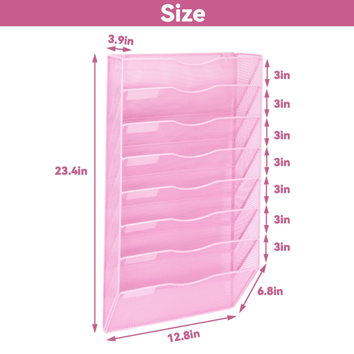ideallife 8 Pockets Mesh Wall File Holder Organizer Office Hanging File Folder Magazine Rack