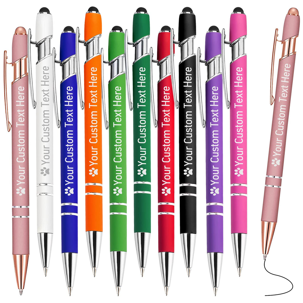 STREADVE Personalized Custom Pens with Name Engraved Logo Text Pen, Pack of 10 Customized Smooth