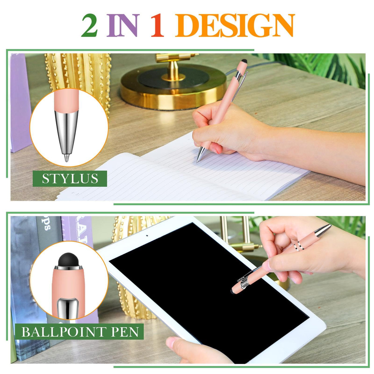 Zonon 38 Pcs Stylus Ballpoint Pens, Metal Rubberized Grip, Morandi Colors