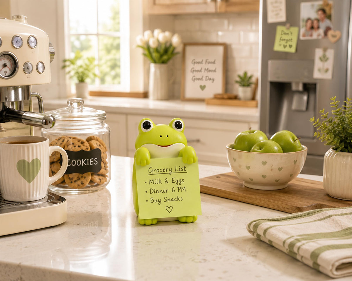 HORTIX Frog Pop-Up Sticky Note Dispenser for 3 x 3 in Notes, Green