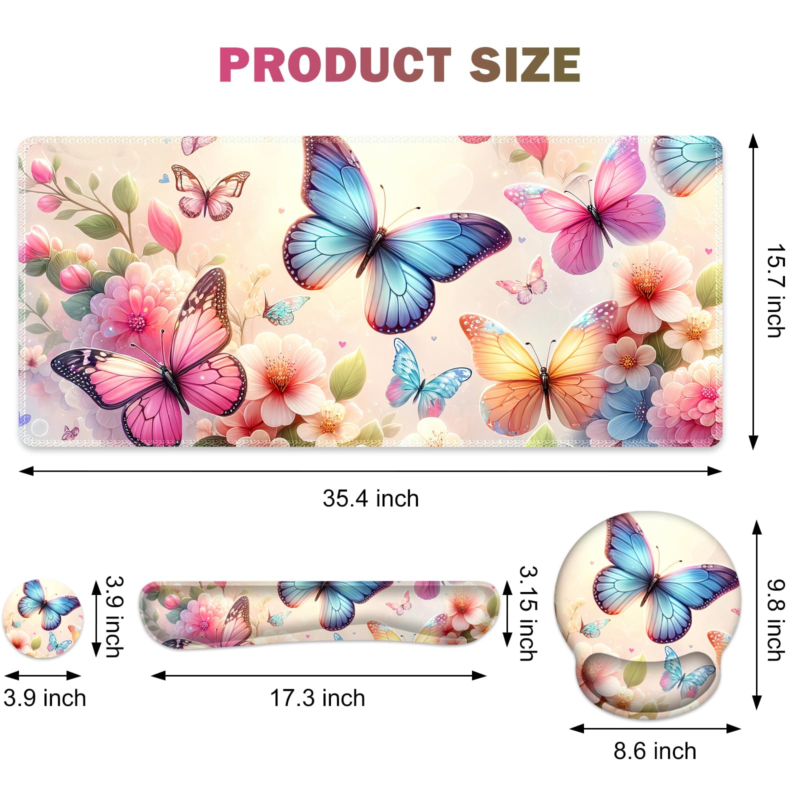 Gaming Mouse Pad, Large Desk Mat, 4in1 XXL Mousepad Cute Desk Pad Protector