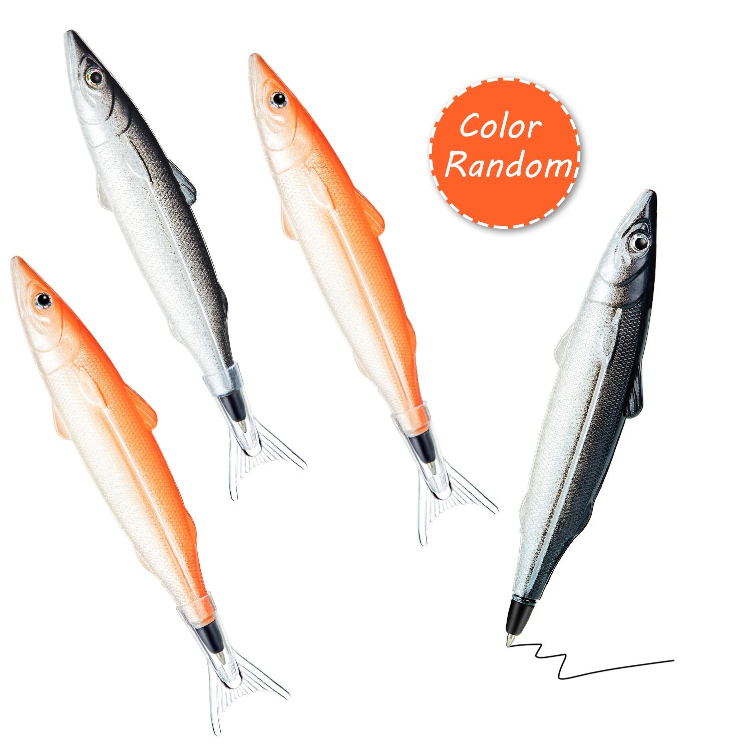 Outus Funny Fish Pencil Case with 4 Fish Pens for Kid, Classic Style, Black