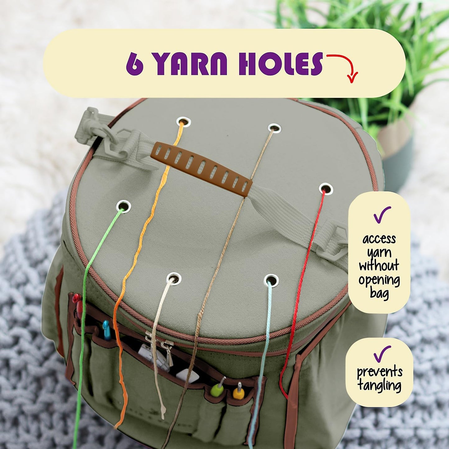 Hearth & Harbor Crochet Bag Organizer – Durable Knitting Bag, Yarn Organizer for Accessories and