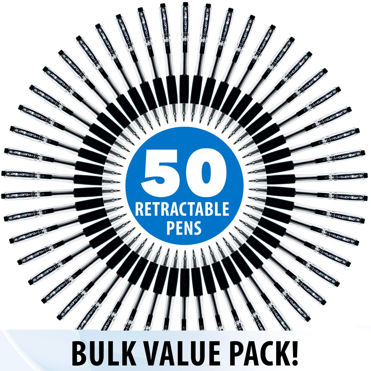 Inc. ClipClicks Retractable Ballpoint Pens - Bulk 1.0-mm Medium-Point Pen Set With Comfort Grip for