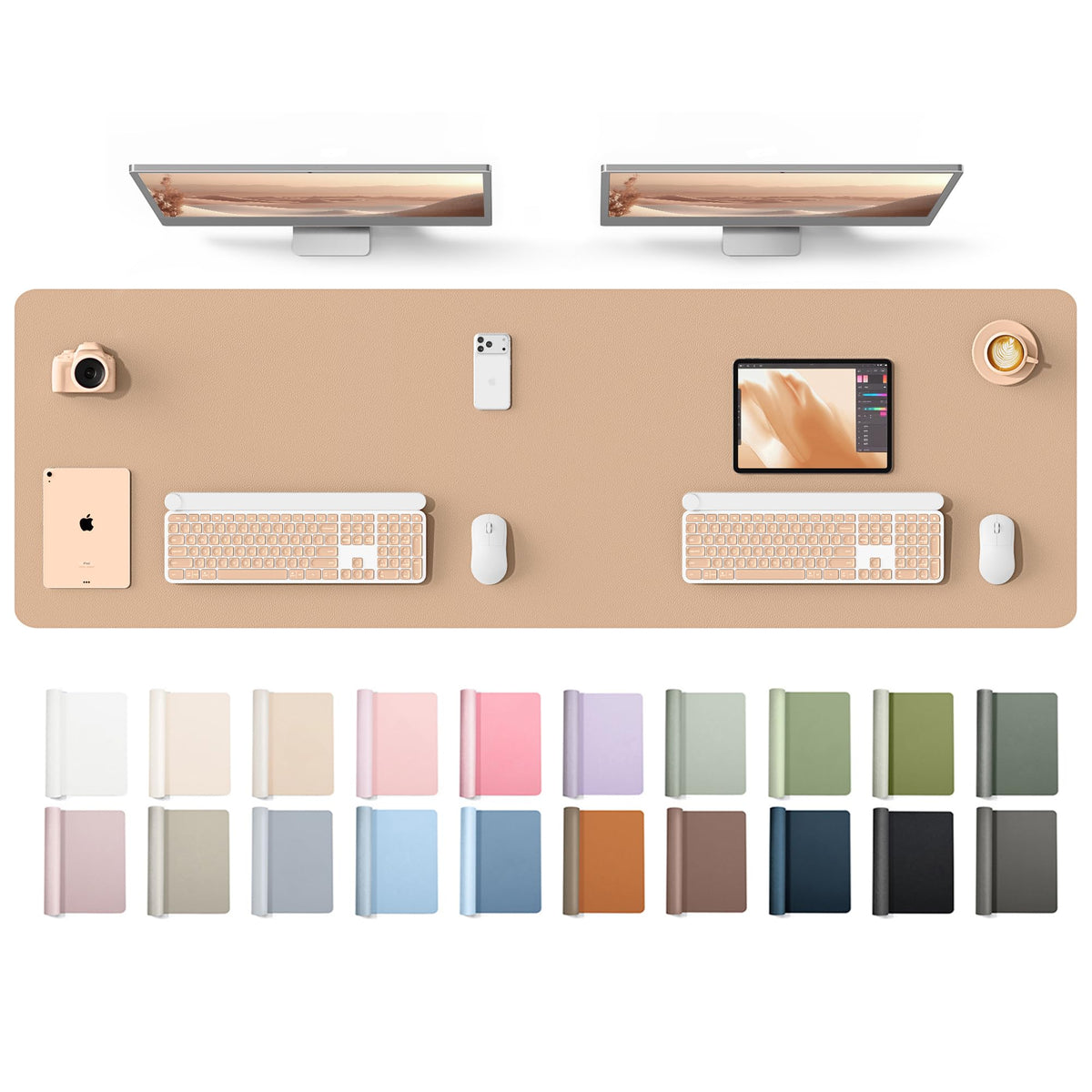 YSAGi Leather Desk Protector, Office Mat, Large Mouse Mat, Non-Slip PU Leather Blotter, Laptop Desk