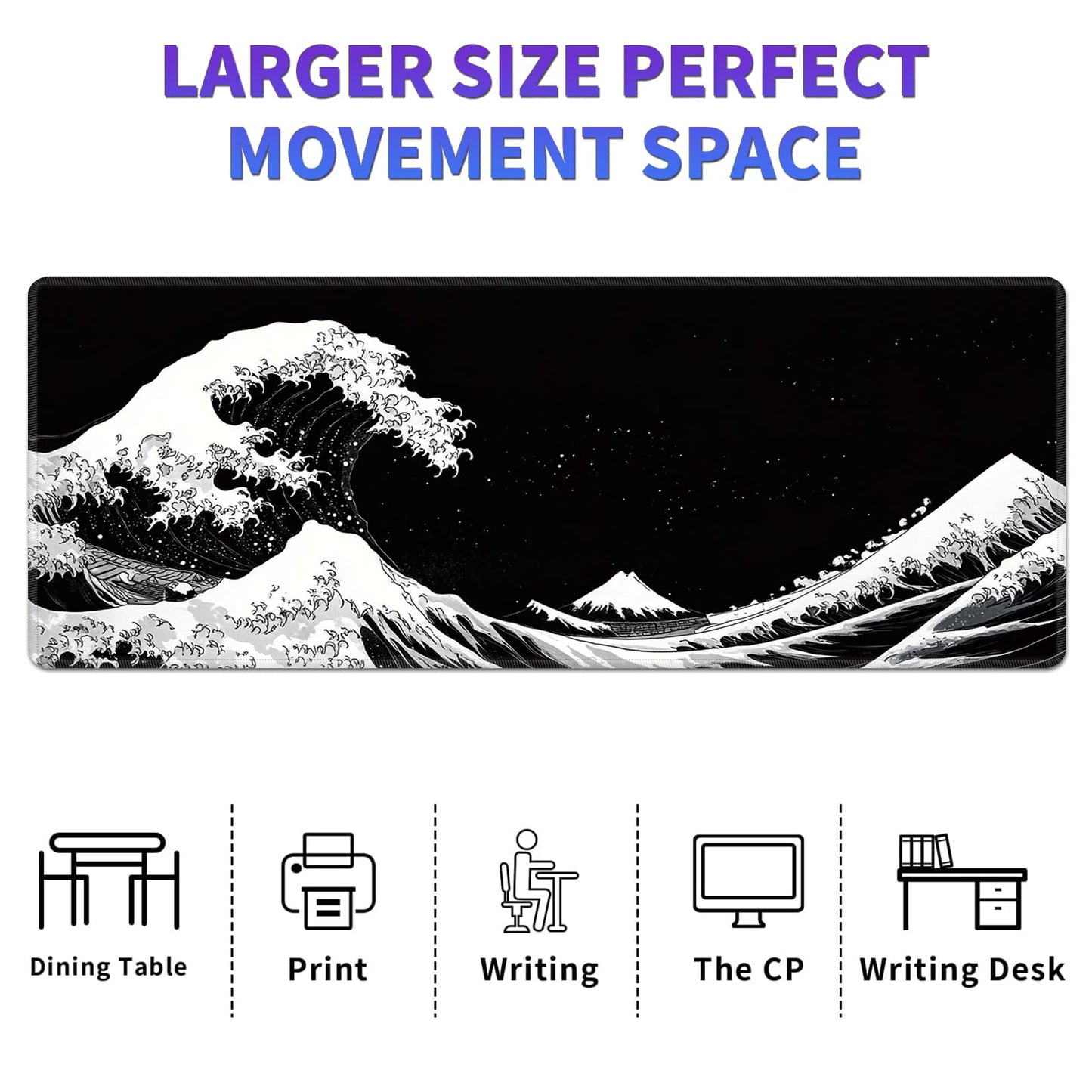 Large Mouse Pad, Desk Mat, XL Gaming Keyboard Mat, Non-Slip Rubber Base, Full Extended Mousepad for