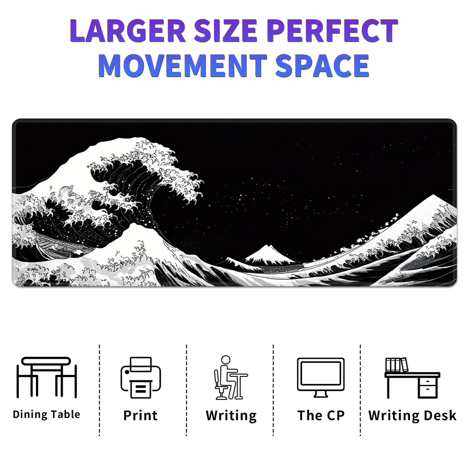 Large Mouse Pad, Desk Mat, XL Gaming Keyboard Mat, Non-Slip Rubber Base, Full Extended Mousepad for