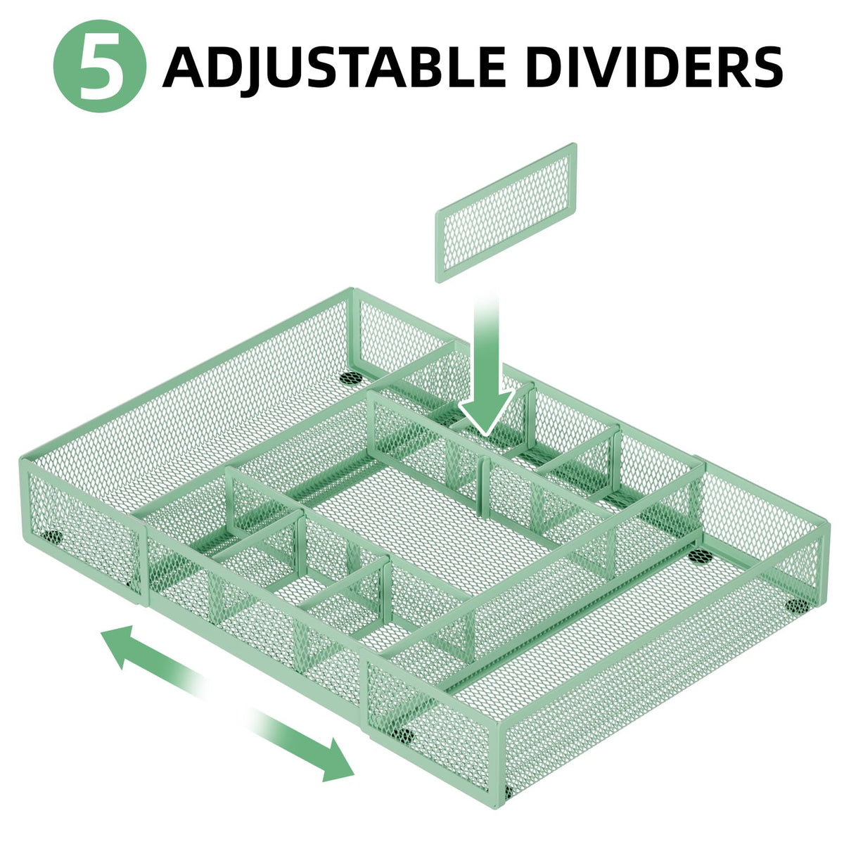 Marbrasse Expandable Desk Drawer Organizer, Mesh Drawer Organizer Tray with 10 Adjustable
