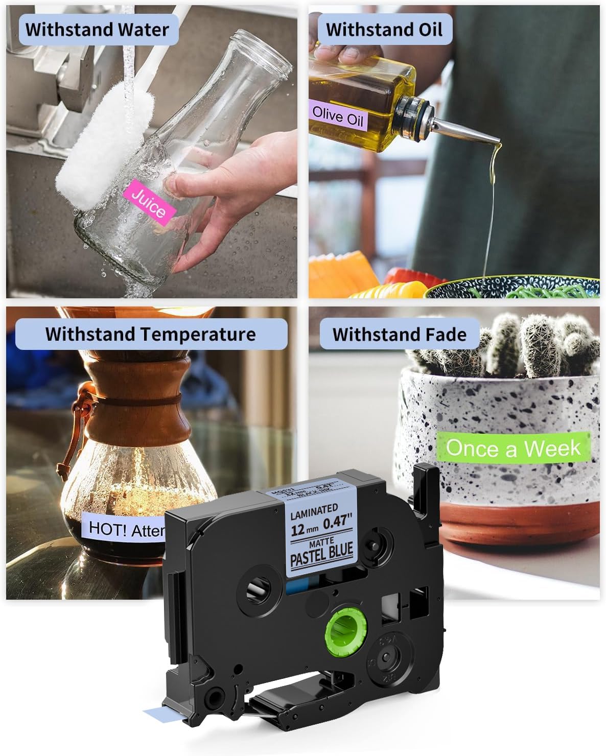 Compatible with Brother TZ Tape 12mm 0.47 Laminated Colored Refills Label