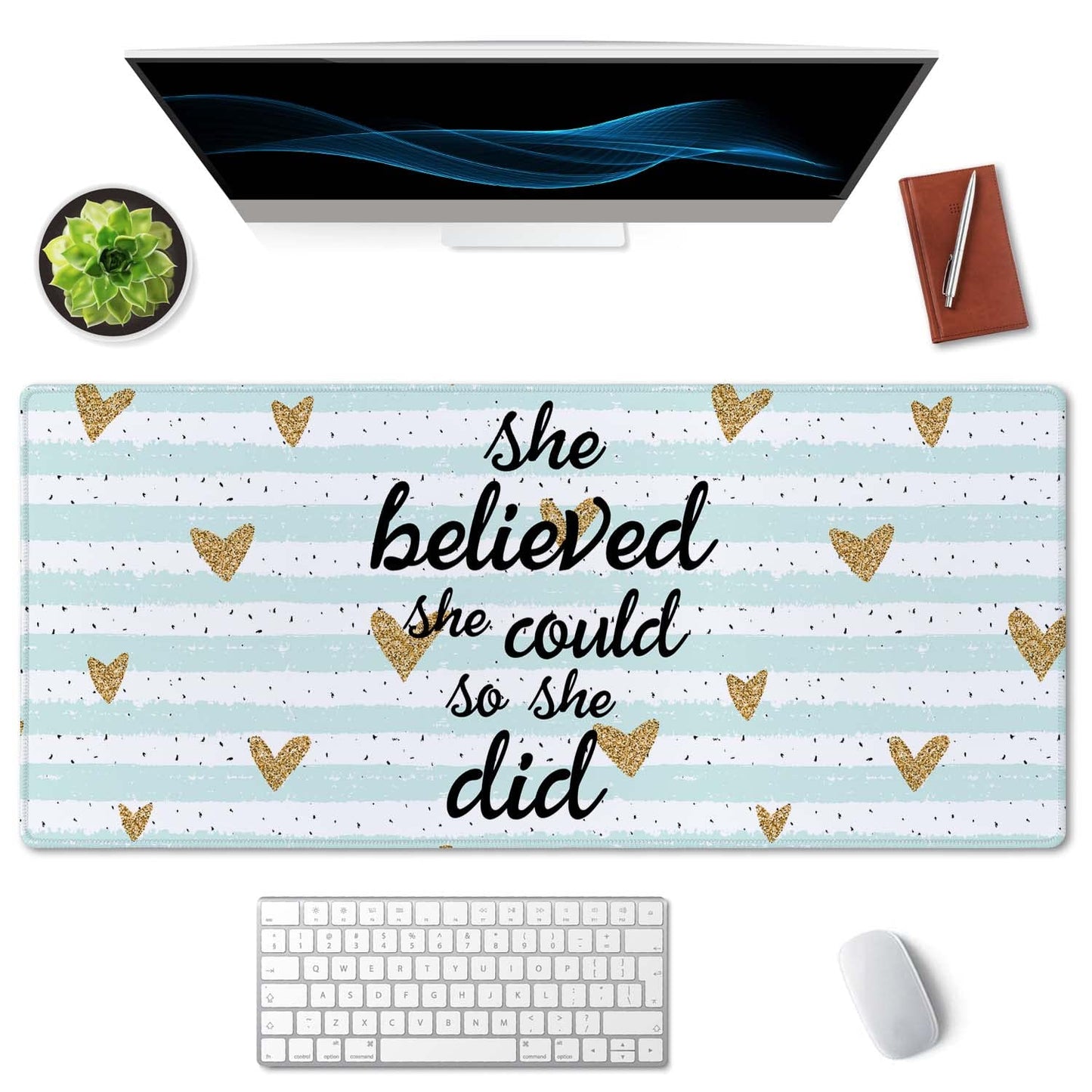 SSOIU Inspirational Quote Desk Mat,Large Mouse Pad 35.5" x 15.7" XXL Extended Gaming Mouse Pad Mat