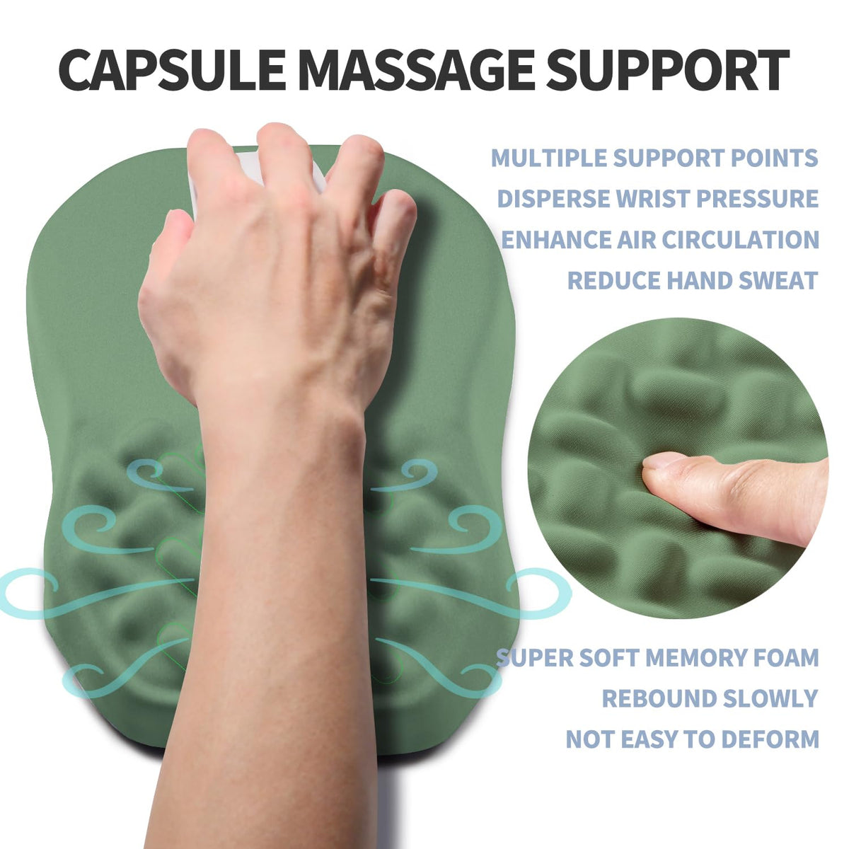 Gleamtide Ergonomic Raised Mouse Pad Wrist Support with Bilateral Slope Memory Foam Mousepad for