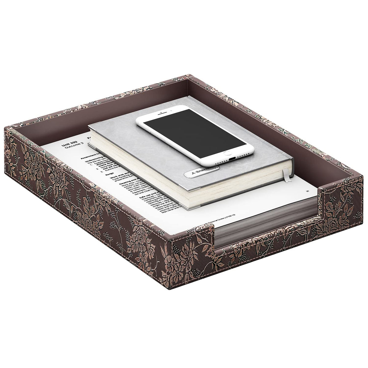 Leather Letter Tray, THIPOTEN Elegant Desk Organizer for Office Supplies, Mail, Paper, File