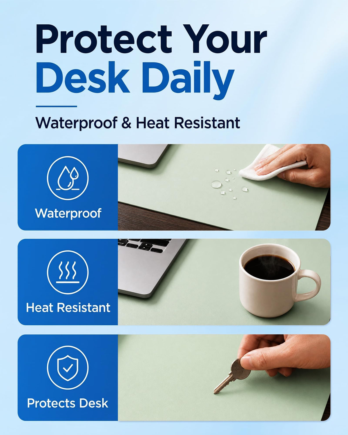 Aothia Double-Sided Desk Pad - 35.4" x 15.7" Leather Desk Mat with Eco Cork Protector, Large Mouse