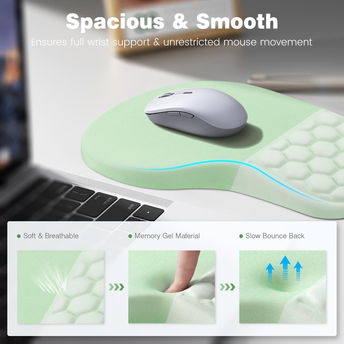 Ospelelf Ergonomic Mouse Pad and Keyboard Stand Wrist Rest Set, Memory Foam Comfort, Pain Relief