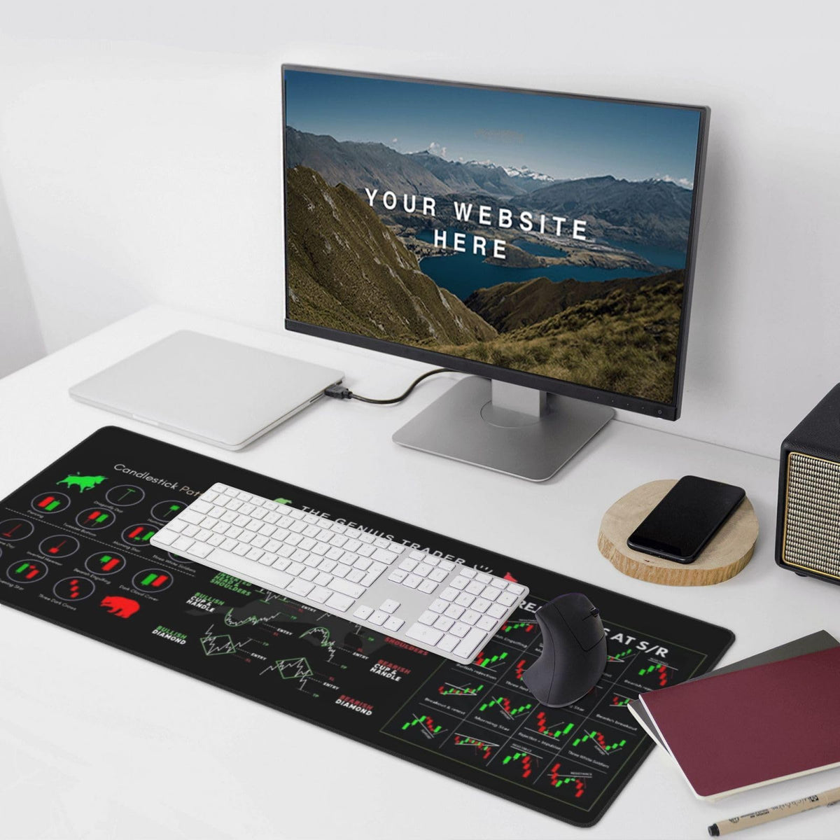 XXL Stock Market Invest Day Trader Trading Mouse Pad Chart Patterns Cheat Sheet, Large Computer