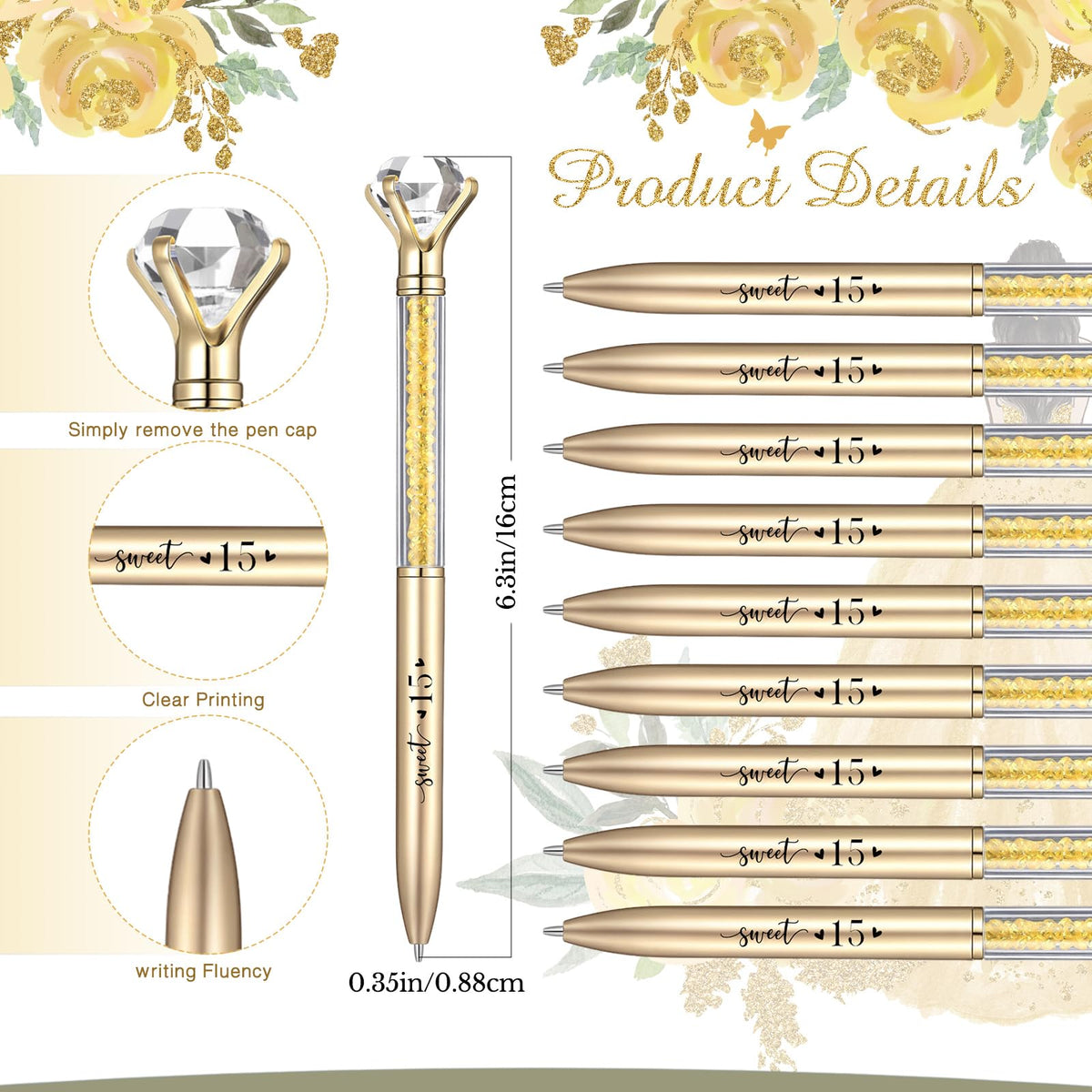 Sayglossy 30 Set Quinceanera Party Favor Sweet Gift, 15th, Gold