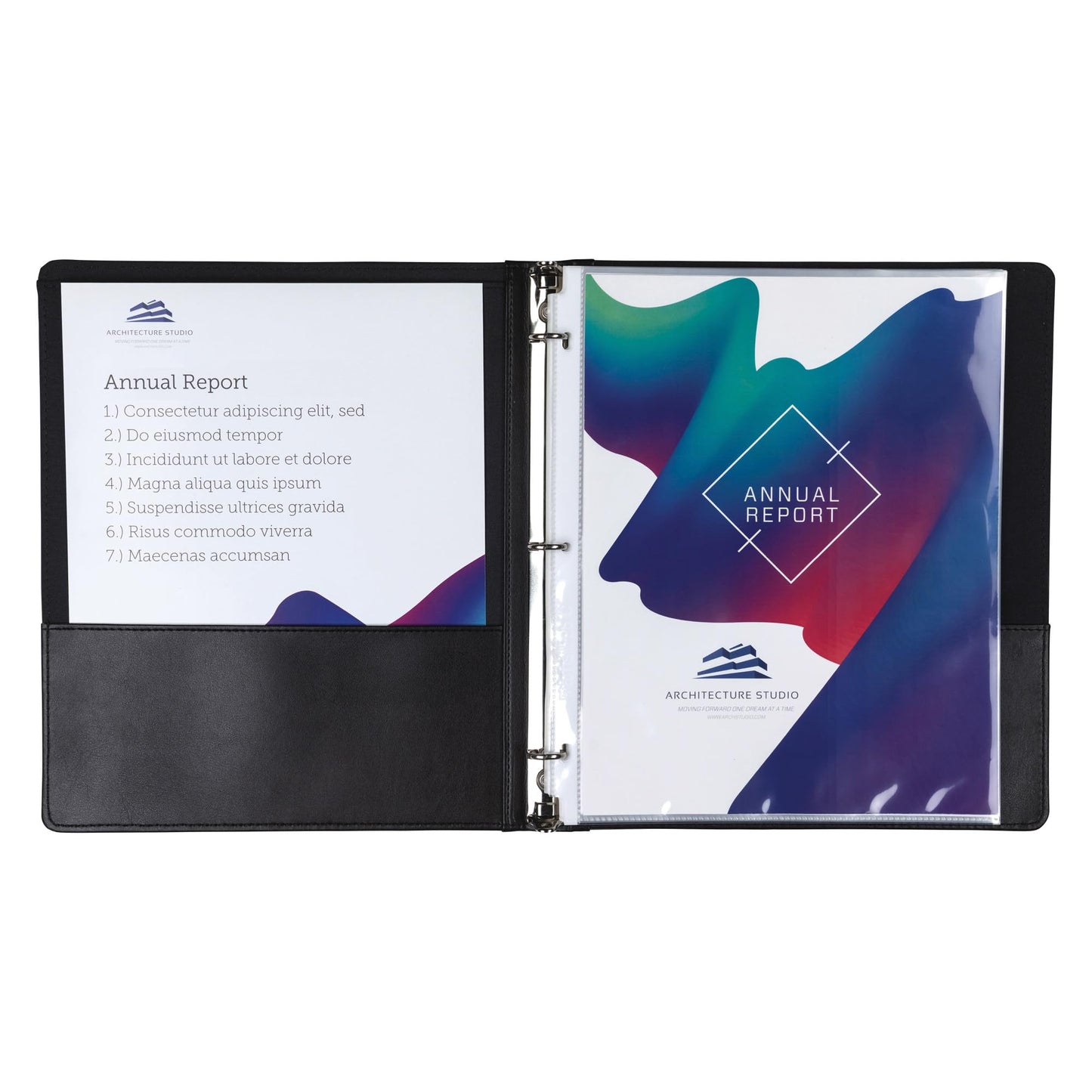 Samsill 1 Inch 3 Ring Binder, Leather, Black with Contrast Stitching, 8.5X 11 Inch, 3 Rings
