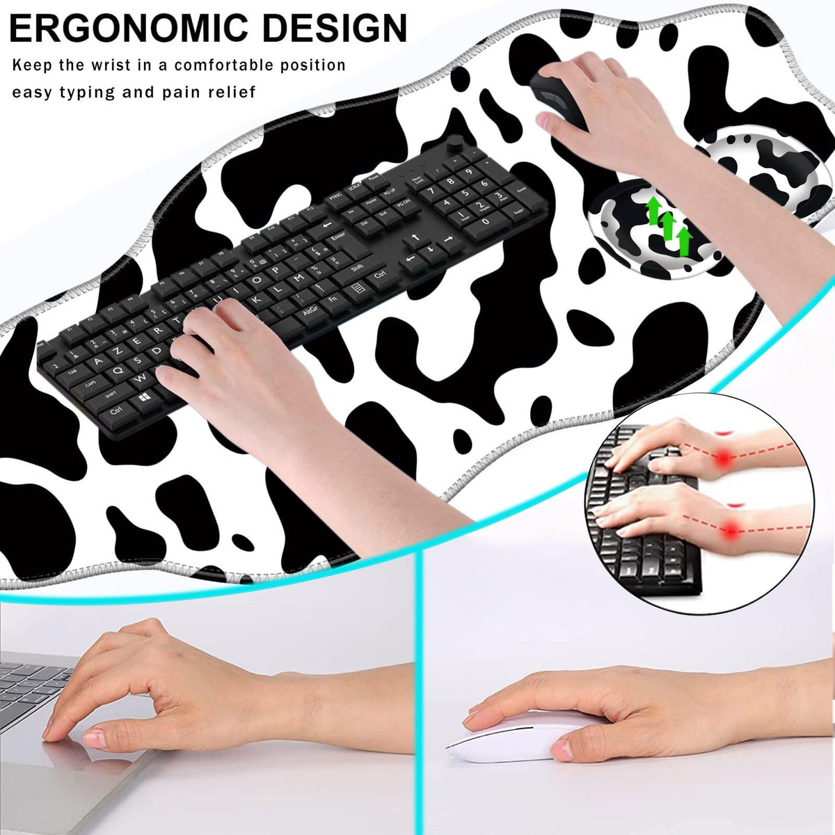 CICPLKSE Mouse Pad with Wrist Support + Desk Mat + Coaster 3 in 1 Set, XXL Large Gaming Mousepad