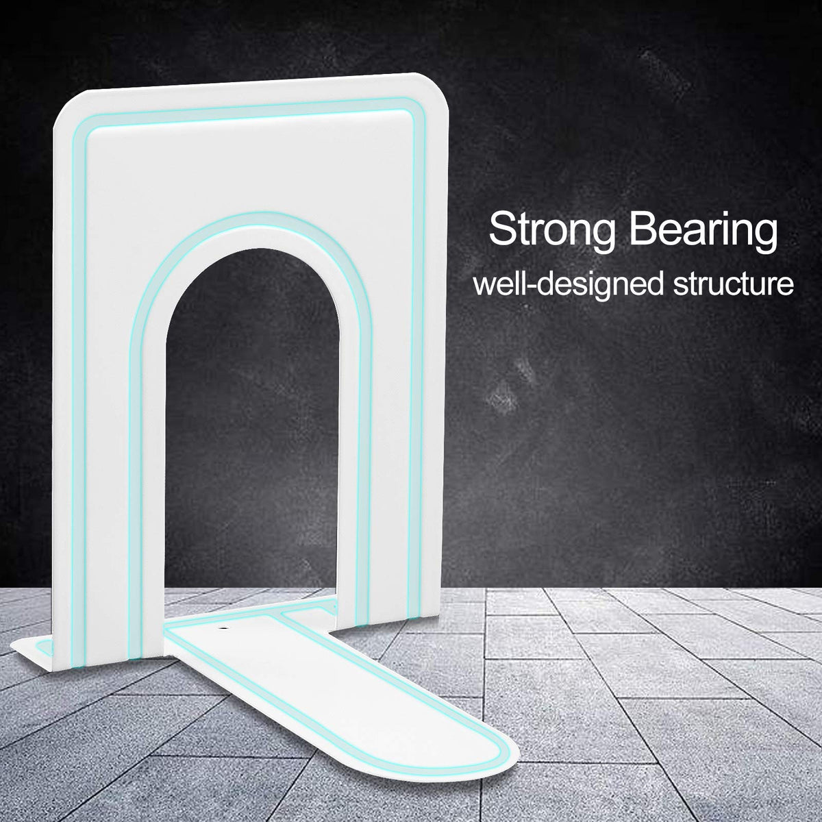HappyHapi 7 Pairs Book Ends, Heavy Duty Bookends for Shelves, White