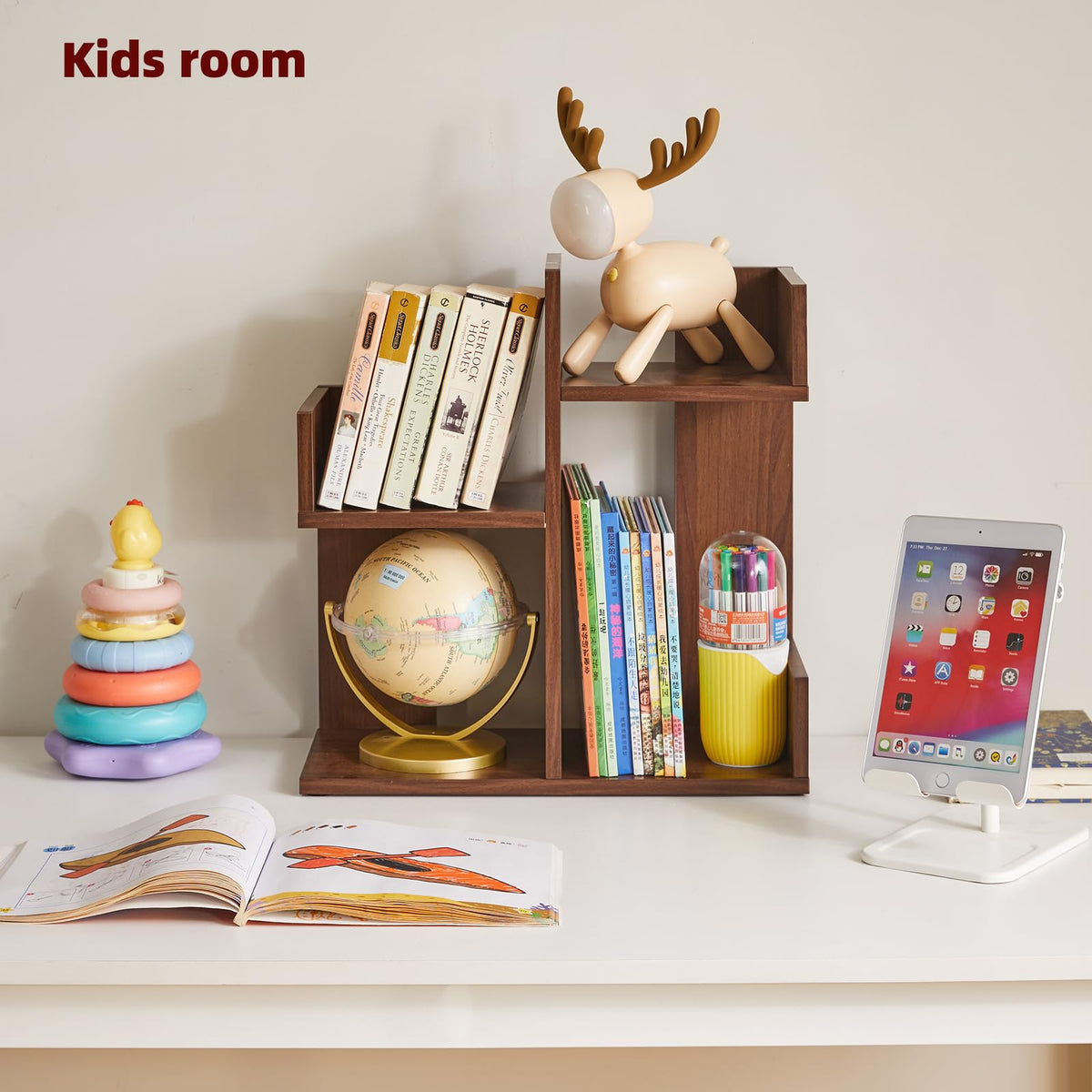 Aibiju Small Bookshelf for Small Space, Unique Cactus Bookcase, Kitchen Counter Shelf Desktop
