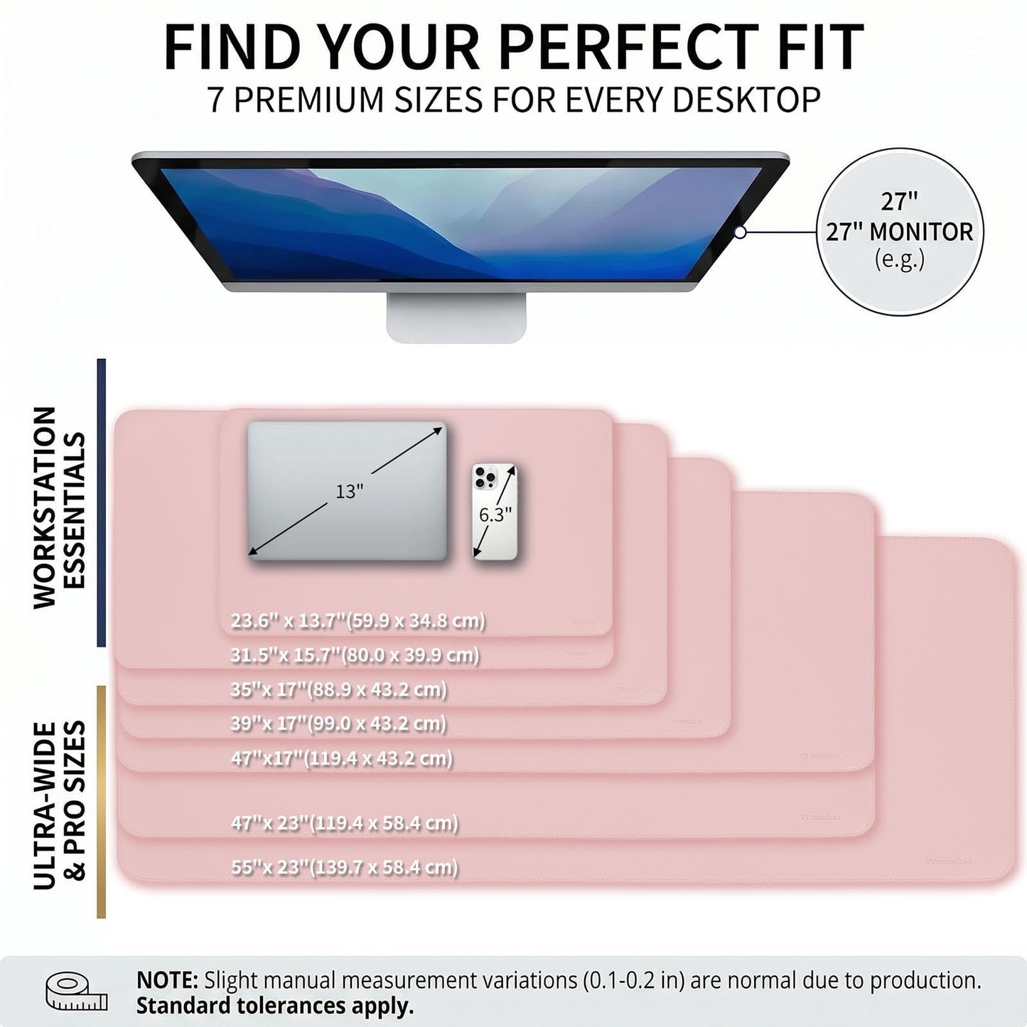 PROMATTOO Large Desk Pad Non-Slip Desk Mat Protector for Keyboard Mouse Waterproof Vegan Leather