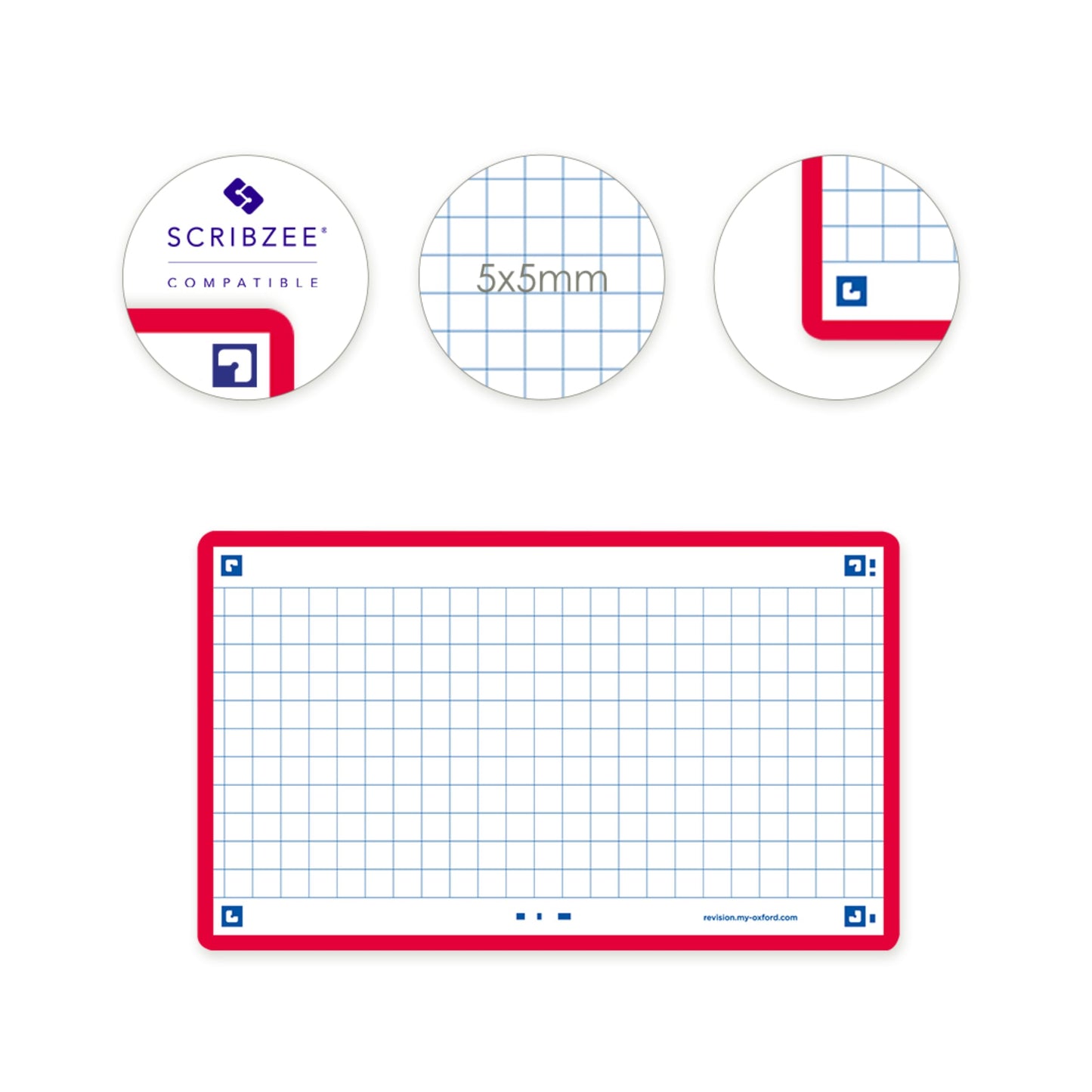 Flash Cards by Oxford, Squared with Red Frame, Pack of 80 Cards, 7.5x12.5cm Size,400133858