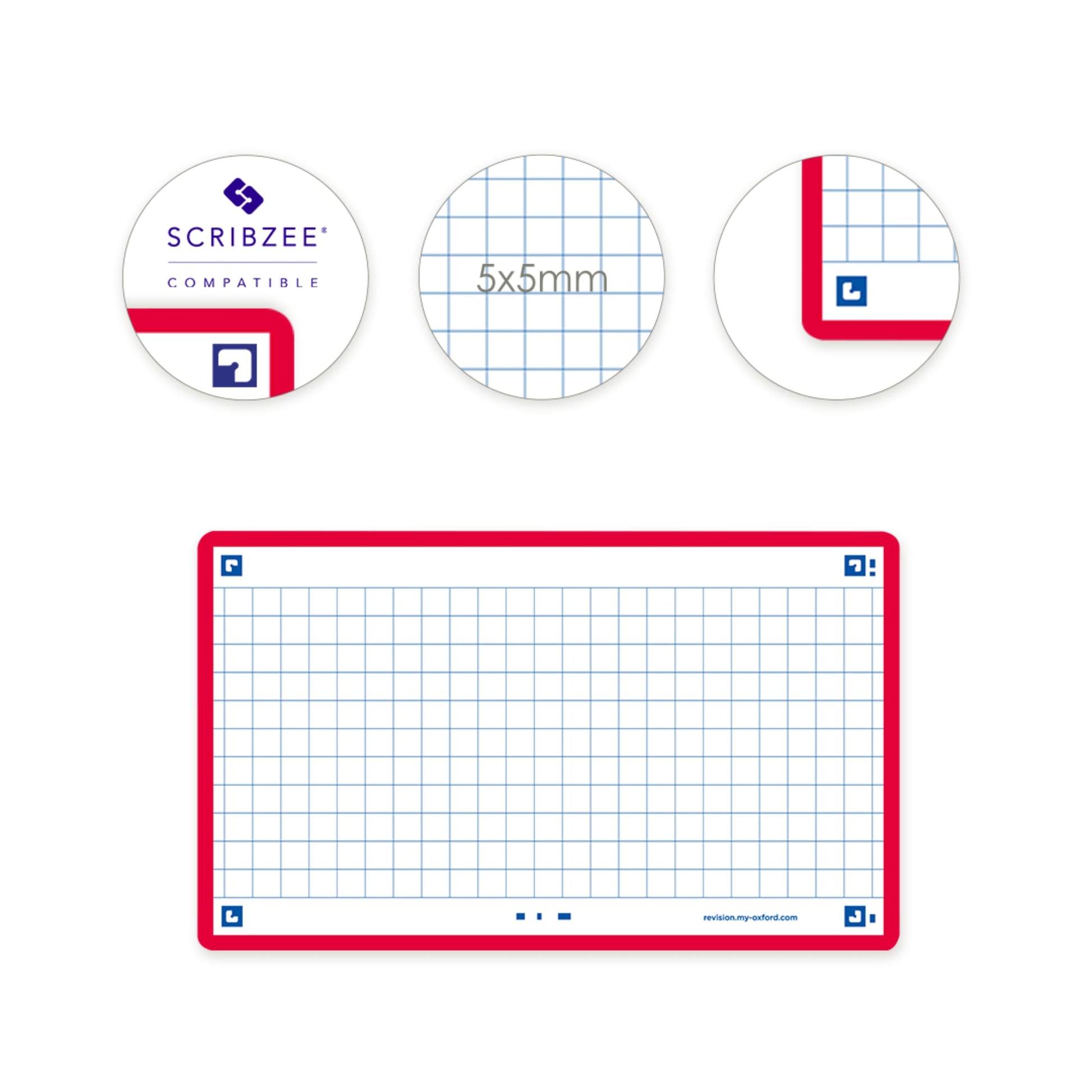Flash Cards by Oxford, Squared with Red Frame, Pack of 80 Cards, 7.5x12.5cm Size,400133858