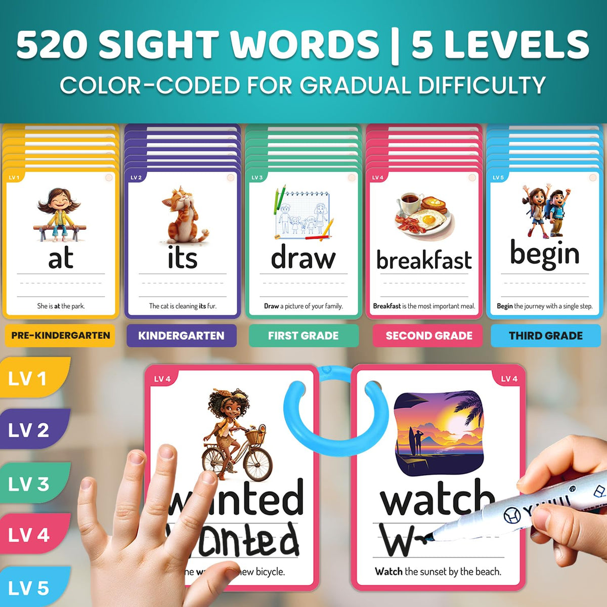 ABC Learning Flash Cards for Toddlers 3-5 - Flash Cards for Kids Ages 4-8