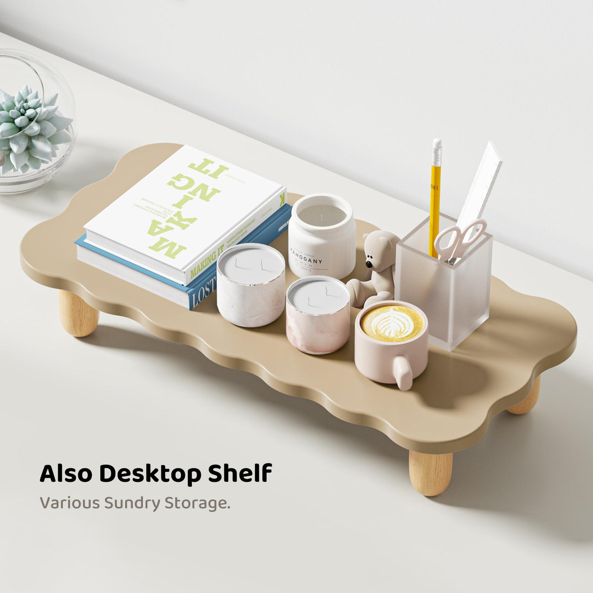 AFOOYO Monitor Stand Riser,Cookie-Shaped Sturdy Wood Computer Monitor Stand, Monitor Stand Riser