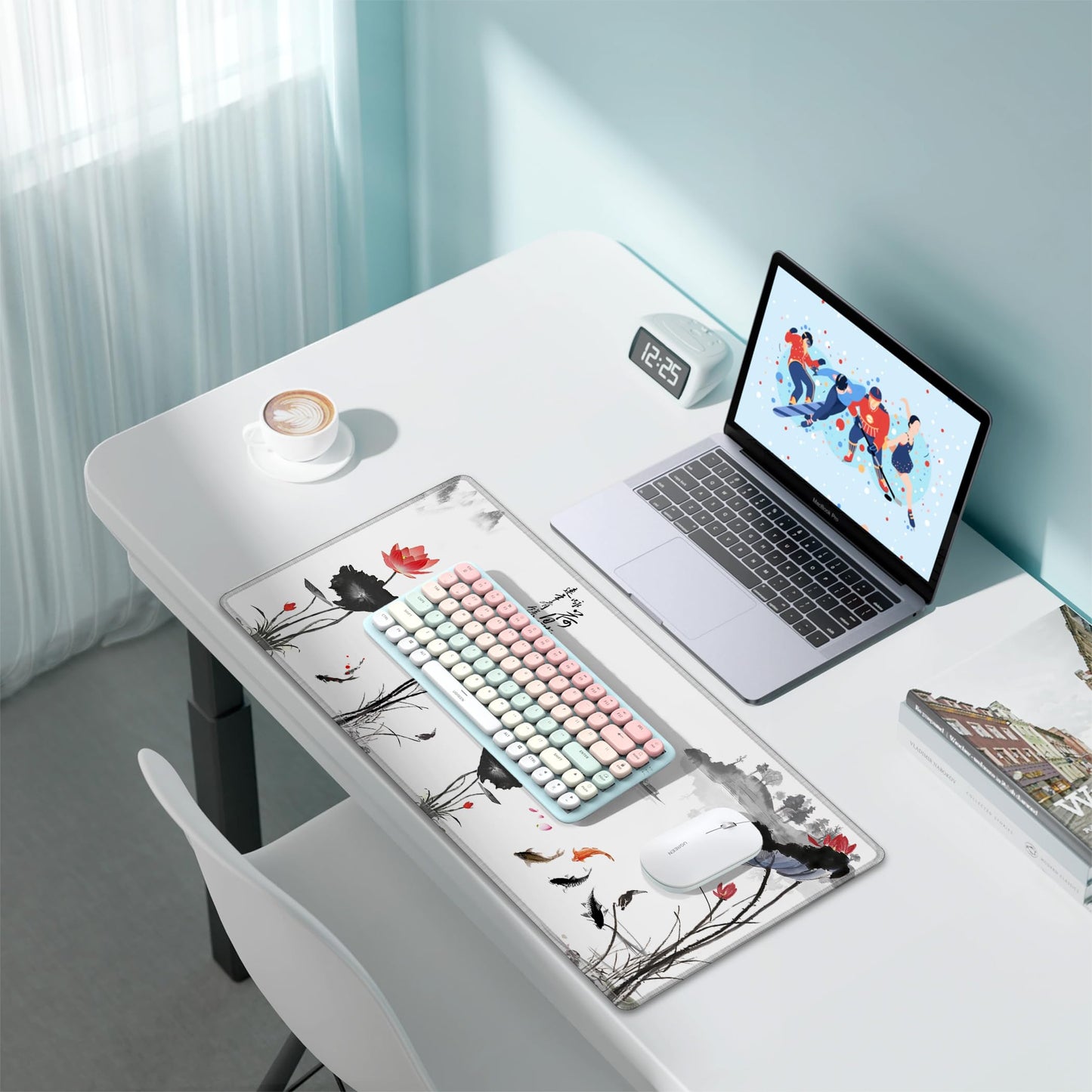 LL-COEUR XXL Landscape Gaming Mouse Pad Computer Keyboard Mat Office Desk Pad (Lotus, 27.5" x 11.8"