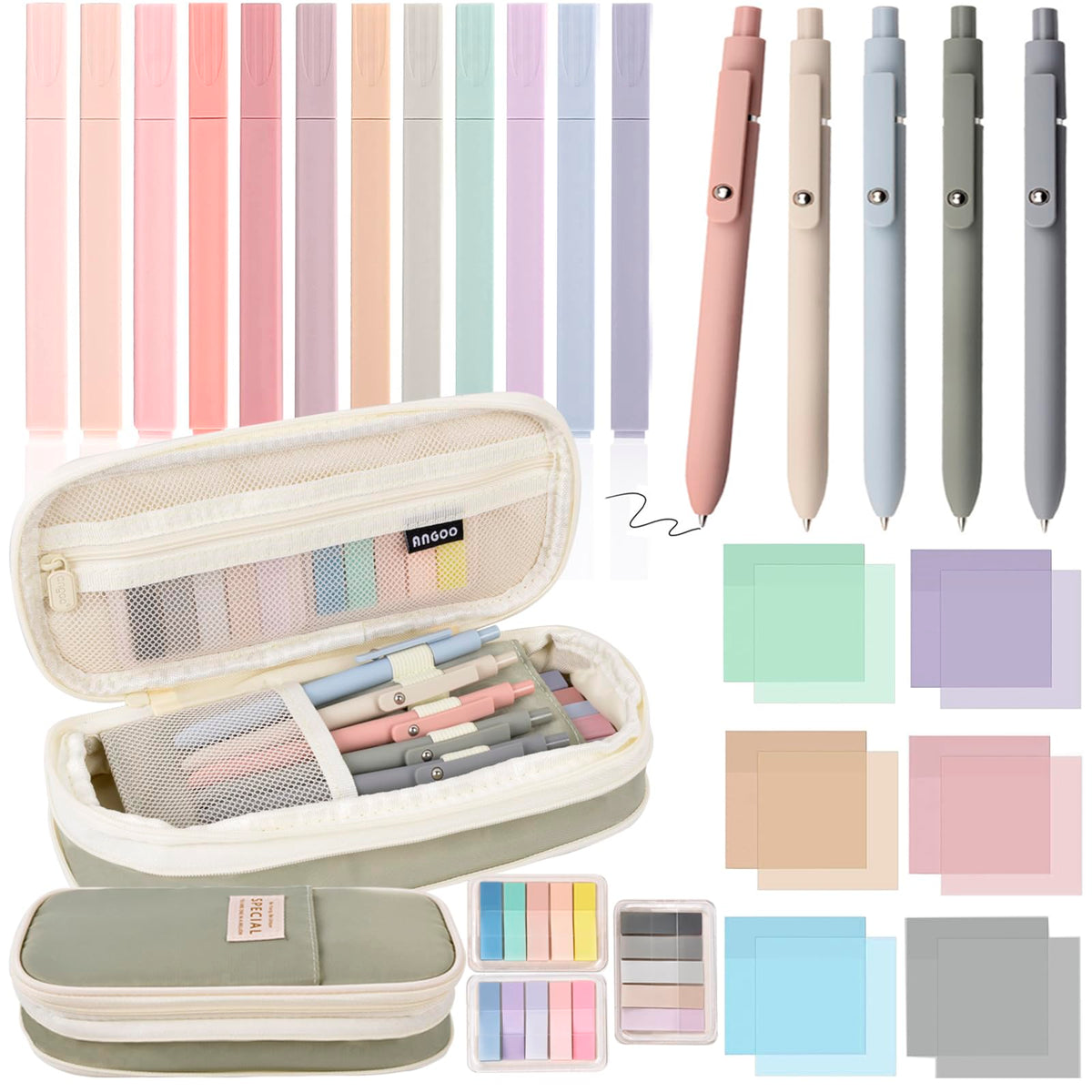 27 Pcs Aesthetic School Supplies Include 12 Pcs Aesthetic Highlighters Bible 1 Ppcs Big apacity Pen