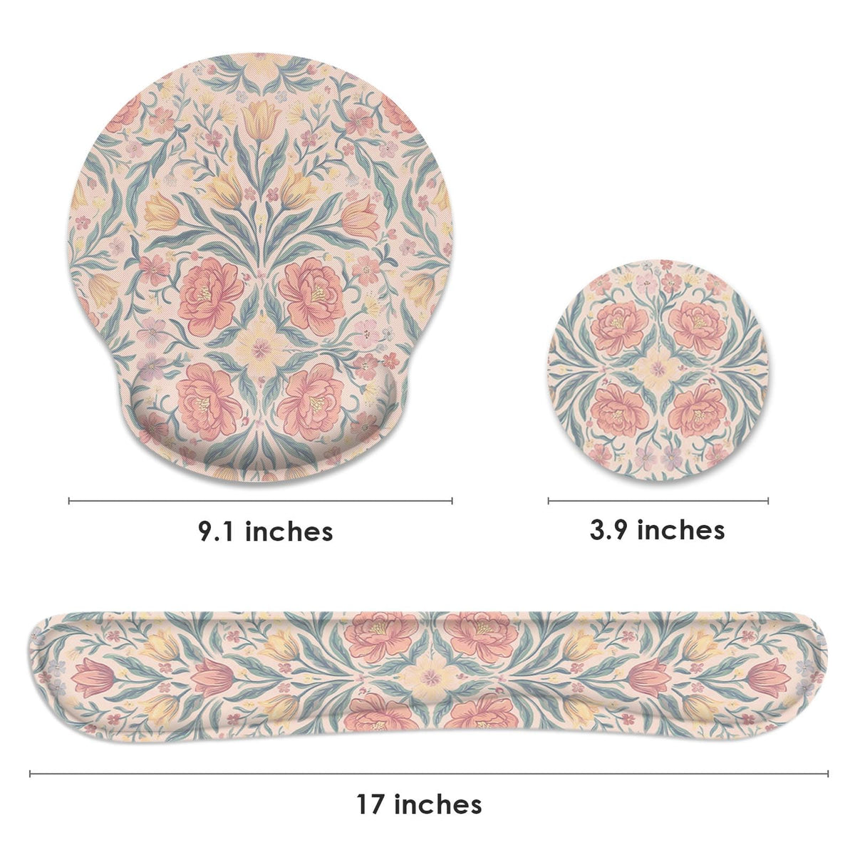 Britimes Ergonomic Mouse Pad Set with Wrist Rest, Floral Boho