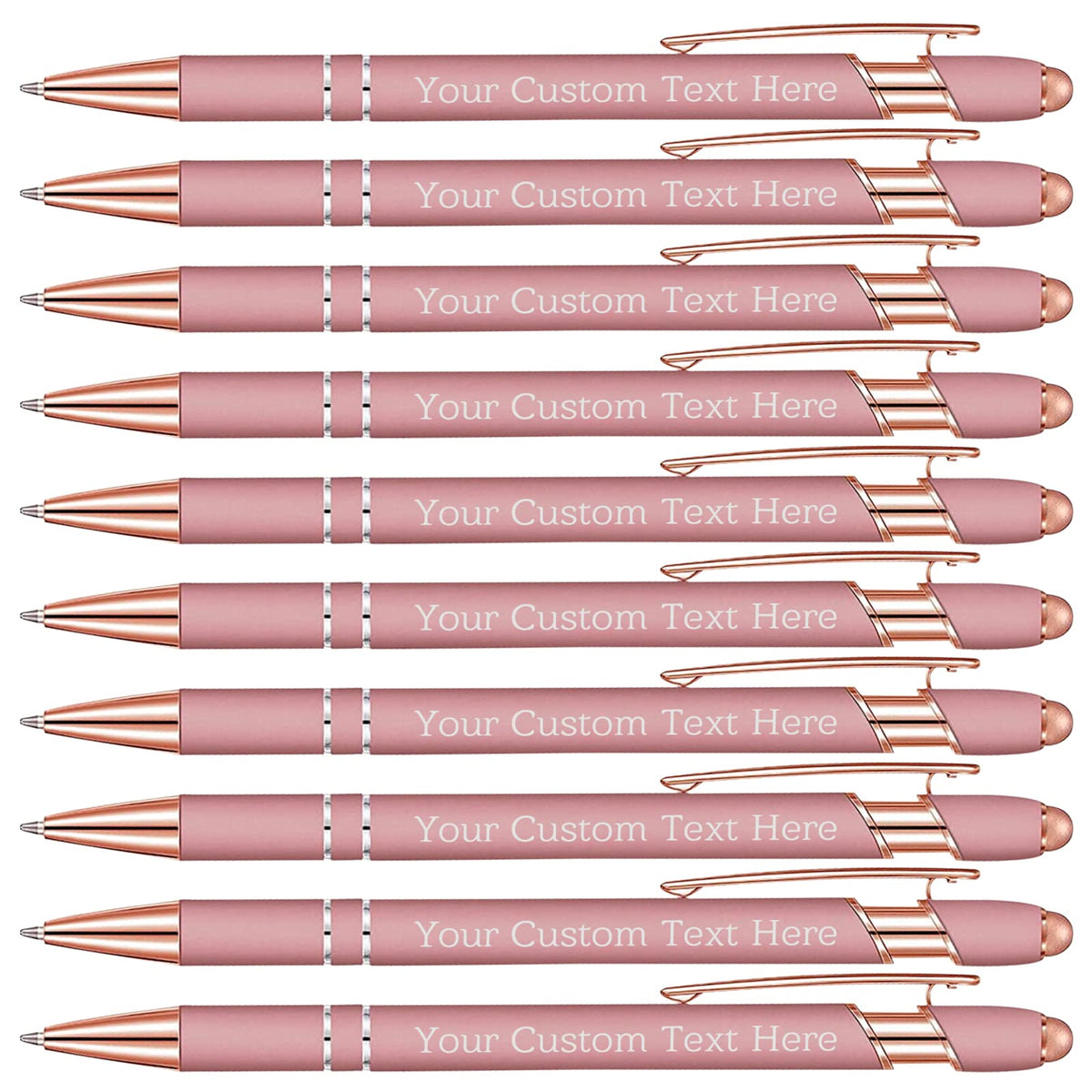 Rose Gold Personalized Custom Pens Free Engraving with Name Logo Message 10 Pack Customized