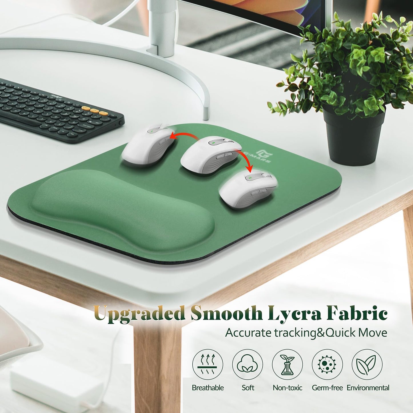 Gimars Large Smooth Superfine Fibre Memory Foam Ergonomic Mouse Pad Wrist Rest Support - Mousepad