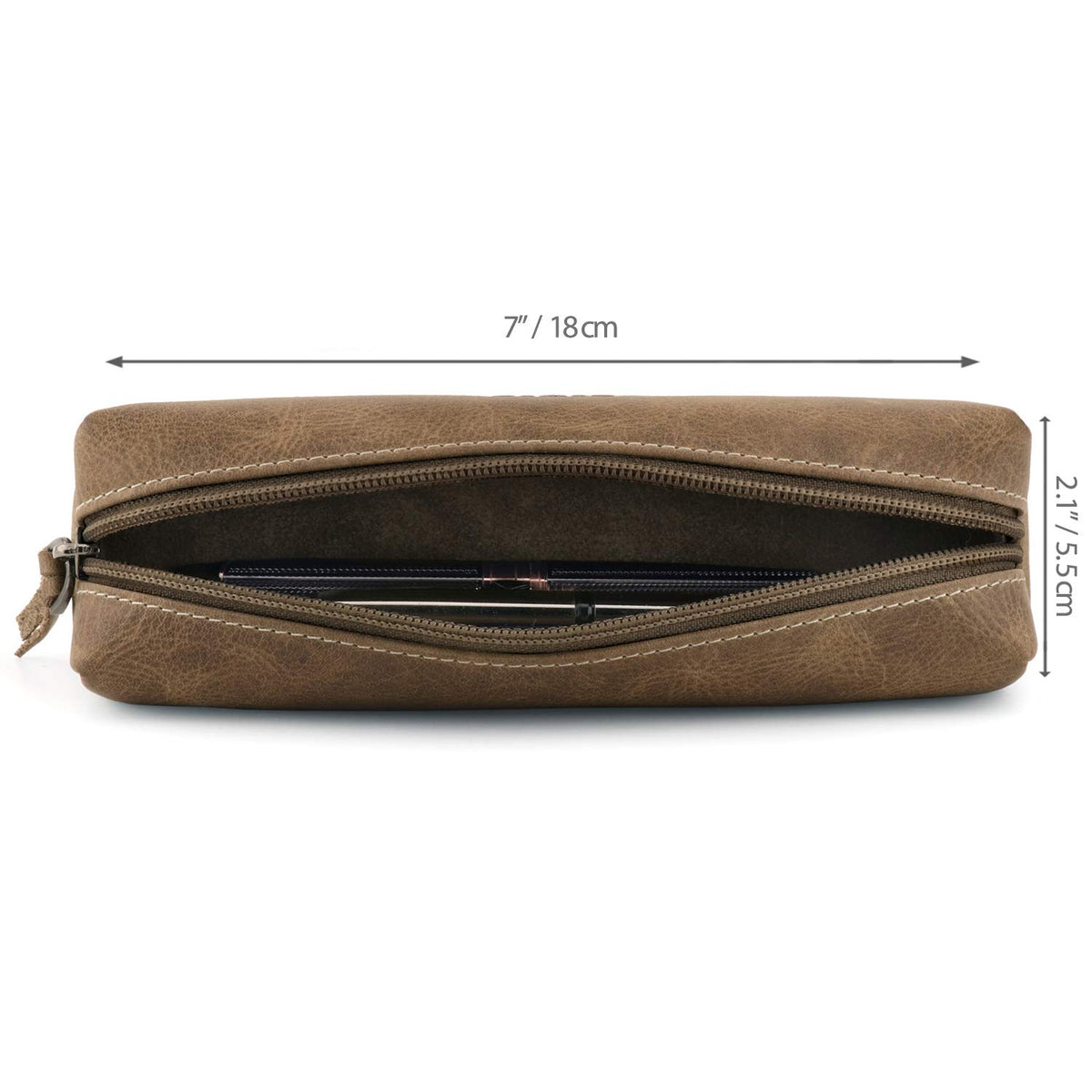 Londo Genuine Leather Zipper Pen, Pencil & Cosmetic Case