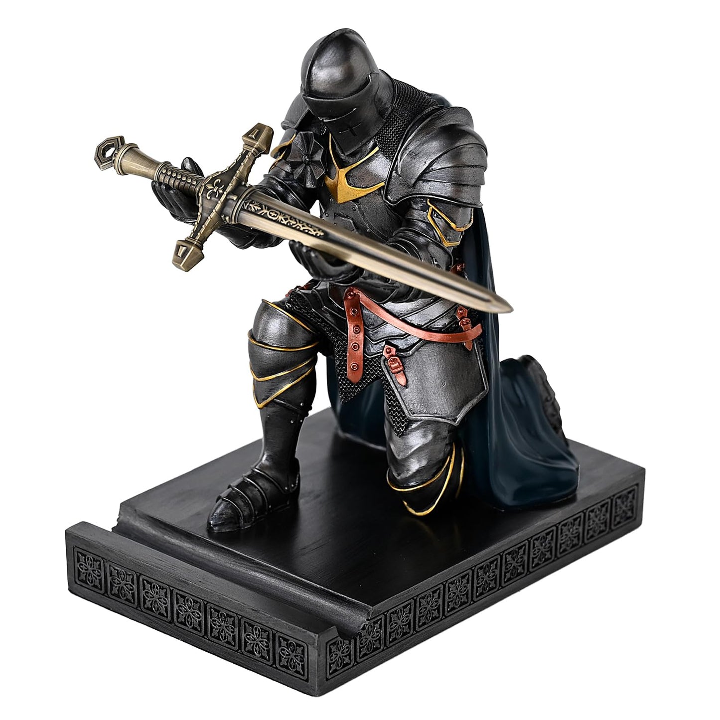 Medieval Armored Knight Pen Holder Figurine Paperweight Phone Stand Irn&Grn