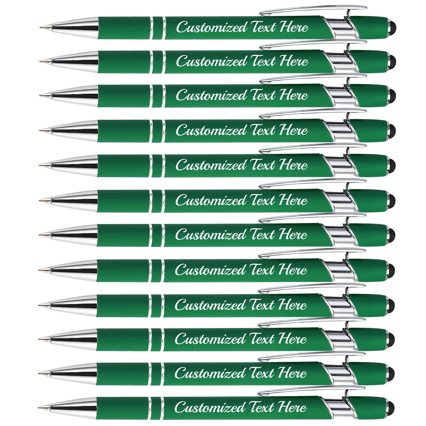 Aolun Personalized Pens,Custom Engraving Ballpoint Pens with Stylus,12 Pcs,Soft Touch