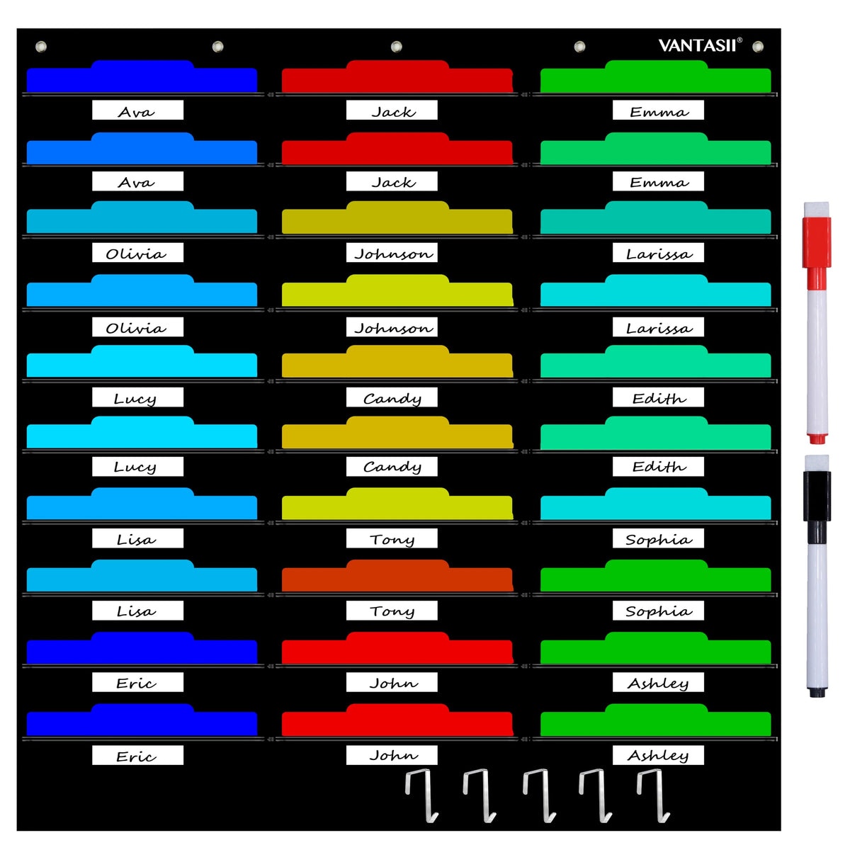 Vantasii Organization Center Pocket Chart, Wall File Organizer Folder with 30 File Pockets, 30