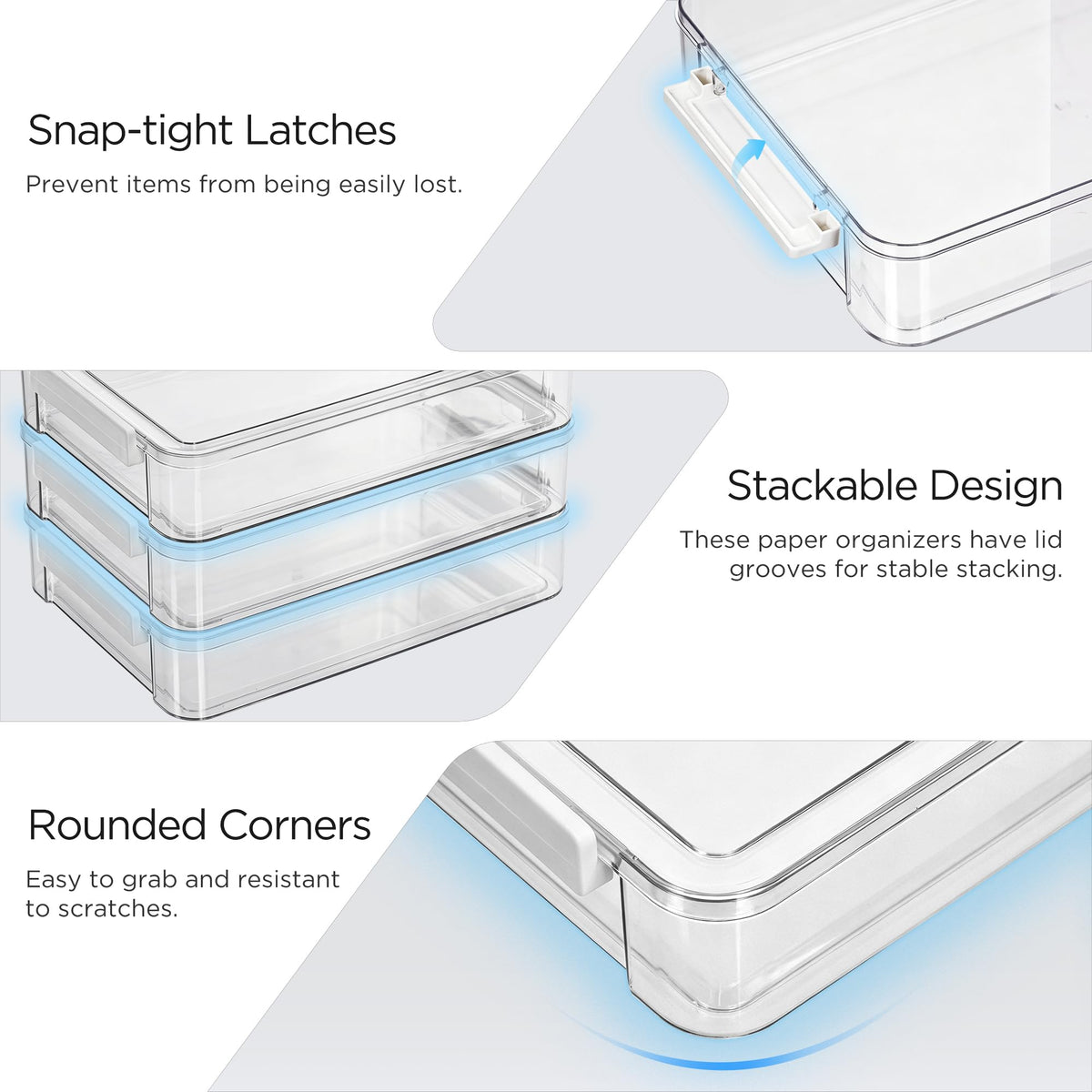 Citylife 2Packs 6 Qt Clear Paper Storage Box with Lids,Plastic Project Case