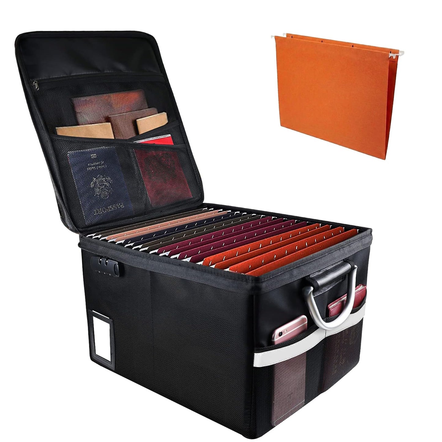 TOMKID Fireproof Document Box, Fireproof File Box with Lids, Important Document Organizer Box with