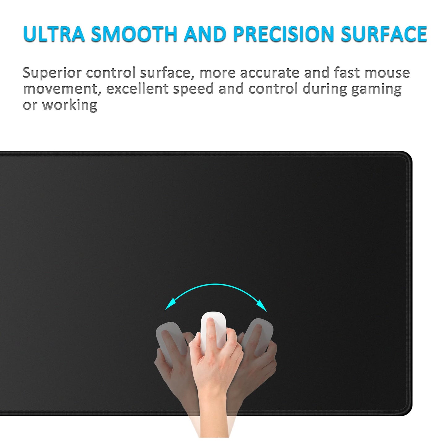 LL-COEUR XXL Black Mouse Pad Gaming Keyboard Mat Laptop Office Desk Mat (43.3" x 19.6" x 0.12")