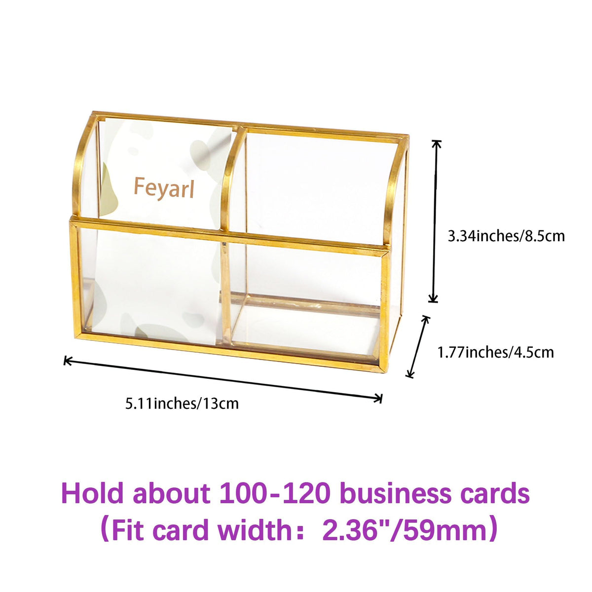 Feyarl Gold Glass Business Card Holder Business Cards Display Stand Clear Name Card Organizer