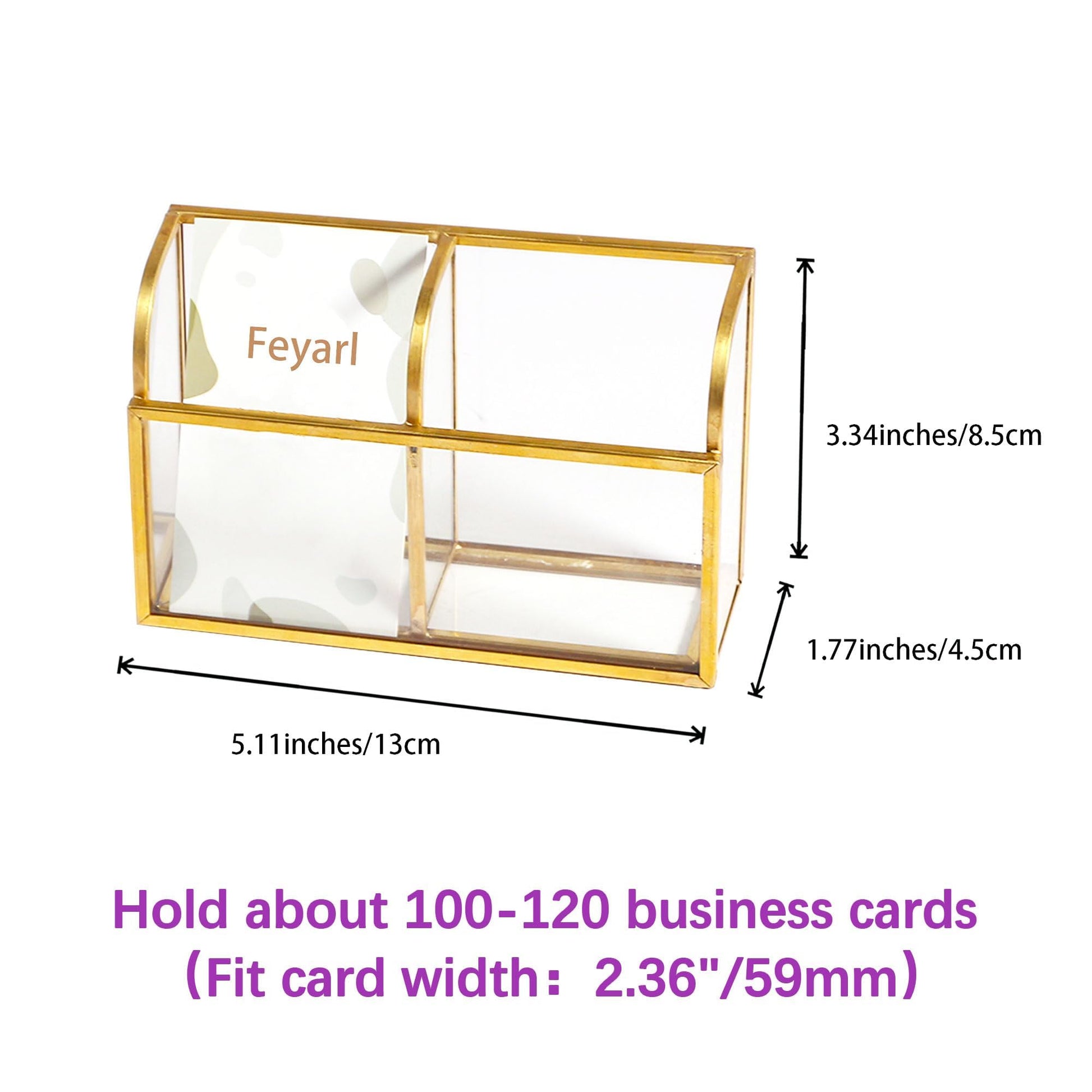 Feyarl Gold Glass Business Card Holder Business Cards Display Stand Clear Name Card Organizer