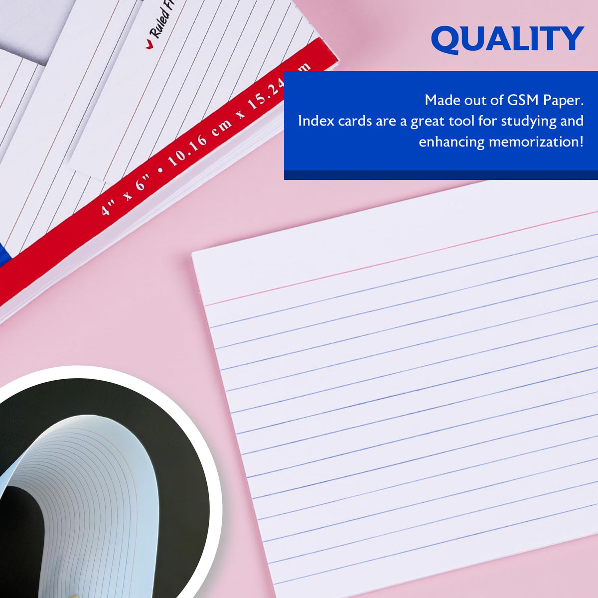 BAZIC Products White Ruled Index Cards, 4 x 6 in, 100 Ct, 24-Case