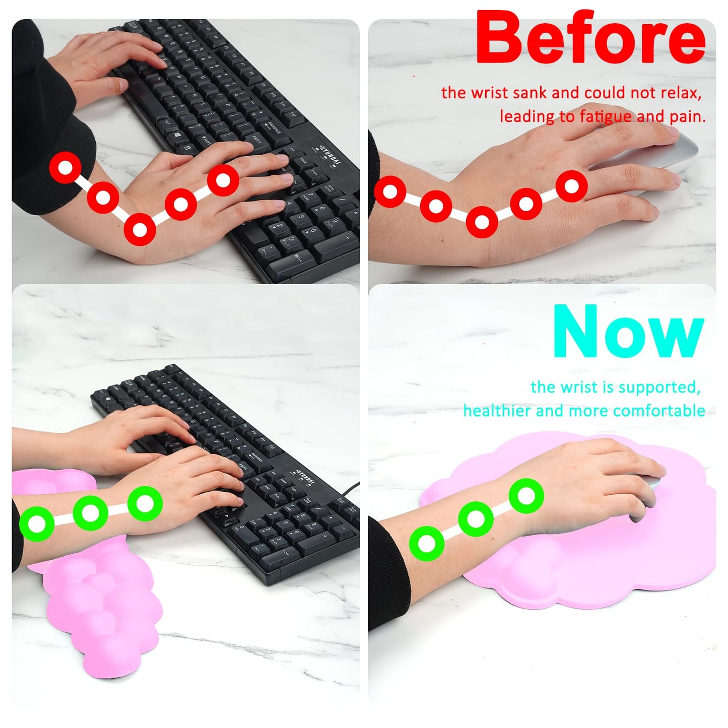Cloud Wrist Rest Mouse Pad & Keyboard Wrist Support Set for Home & Office