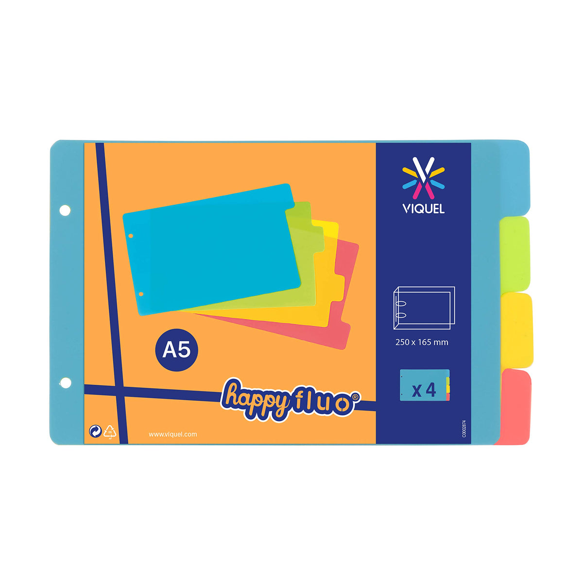 Viquel - Dividers for Index Cards 14.8 x 23.5 cm in Plastic - Dividers neon Colours