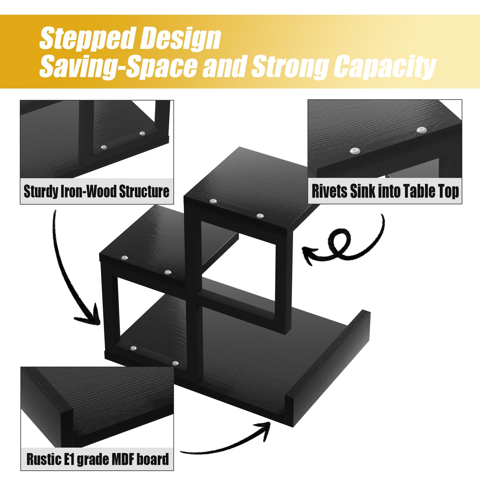 Gannyfer Desk Shelf Organizer - Wood Desktop Shelf, Freestanding Desk Hutch Office Decor, 3 Tier