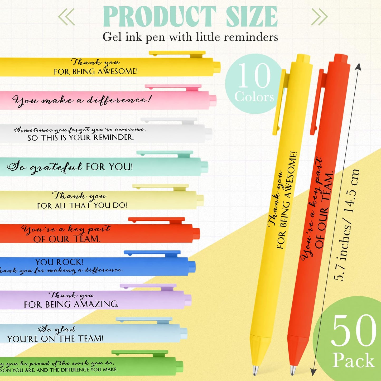 Crtiin 50 Pcs Inspirational Pens Bulk Fresh Color, Team Motivation